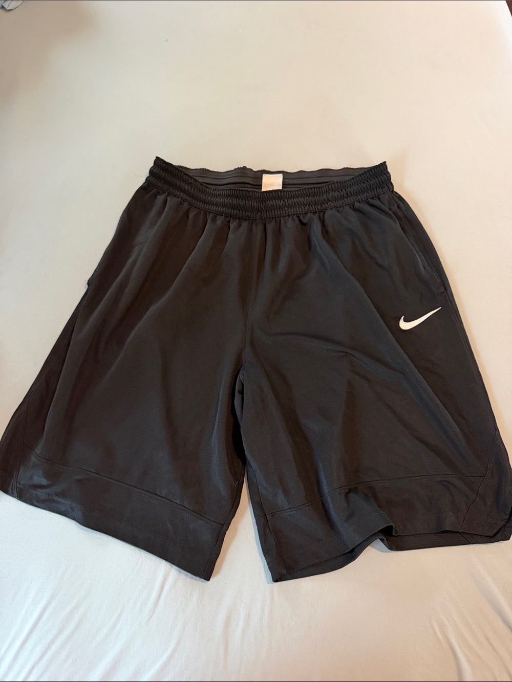 Nike Black Men's Athletic Training Shorts with White Swoosh